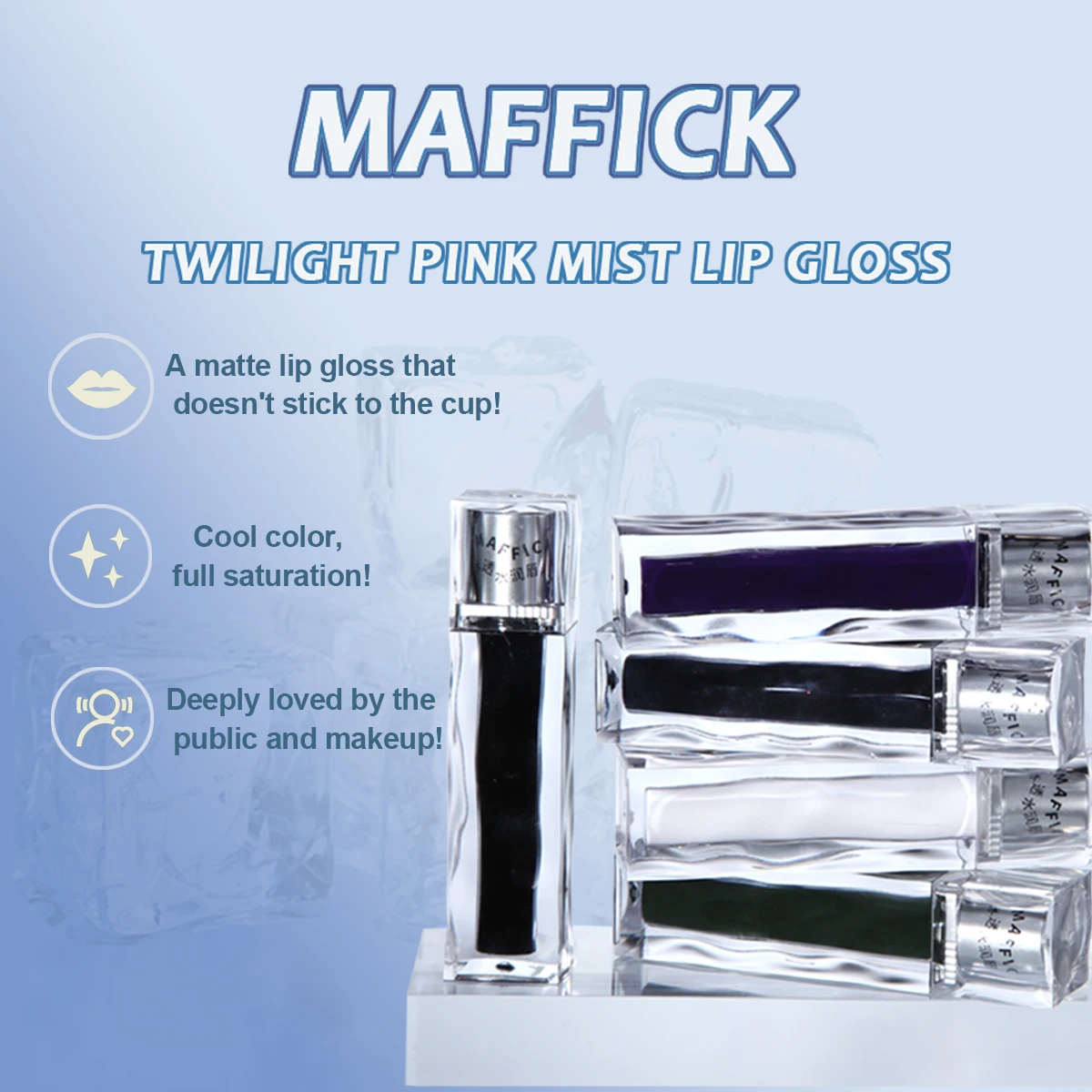 MAFFICK Black Lipstick Lip Stain Waterproof Lightweight Matte lipgloss purple/blue/white