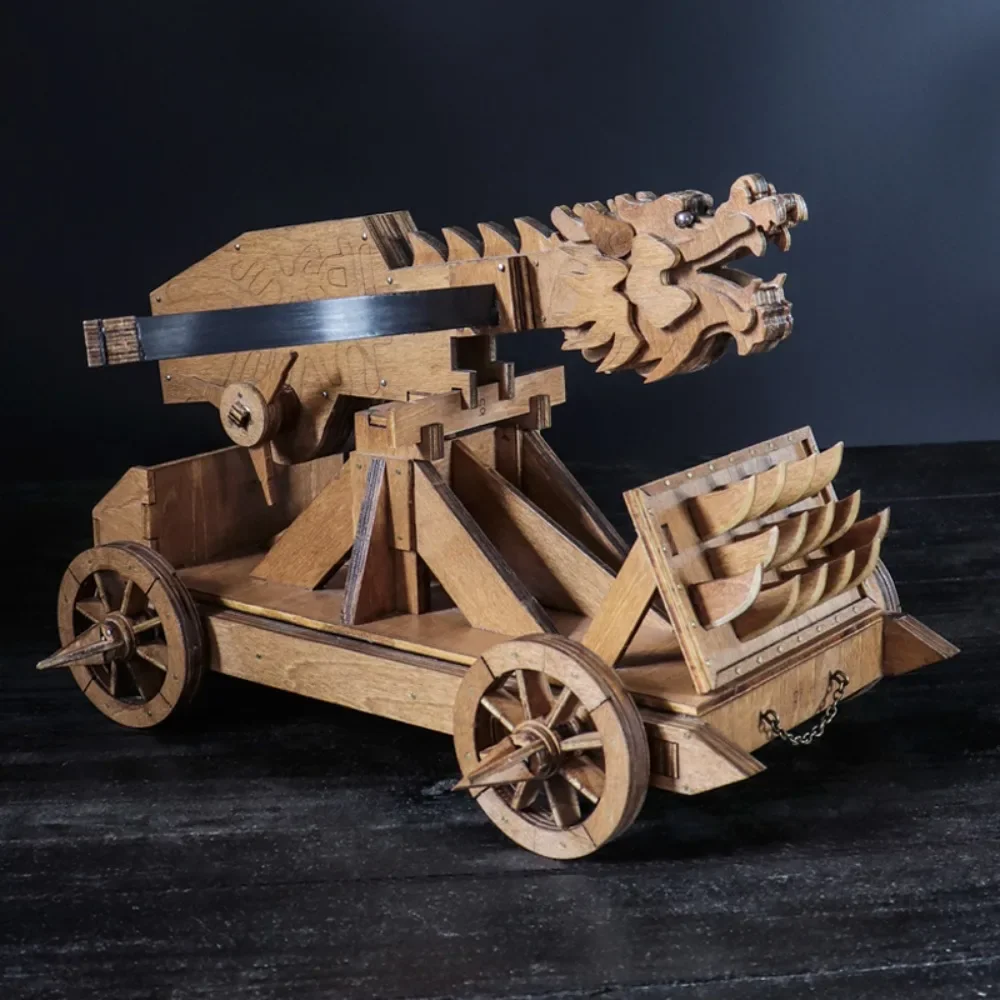 

1:18 Ballista Dragon Head DIY Ancient Chariot Model Siege Car Wooden 3D Puzzle Need Assembly Ancient Chinese Chariot Model