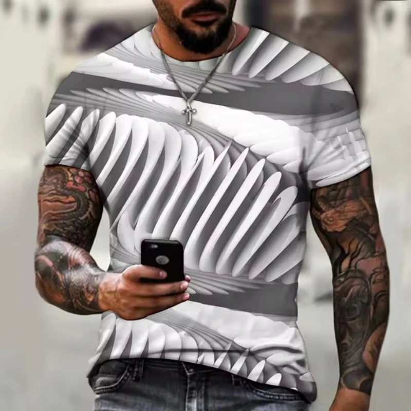 3D T-shirt Men\'s fashion o collar short sleeve top Mech style men\'s T-shirt Oversized T-shirt shirt men\'s clothing