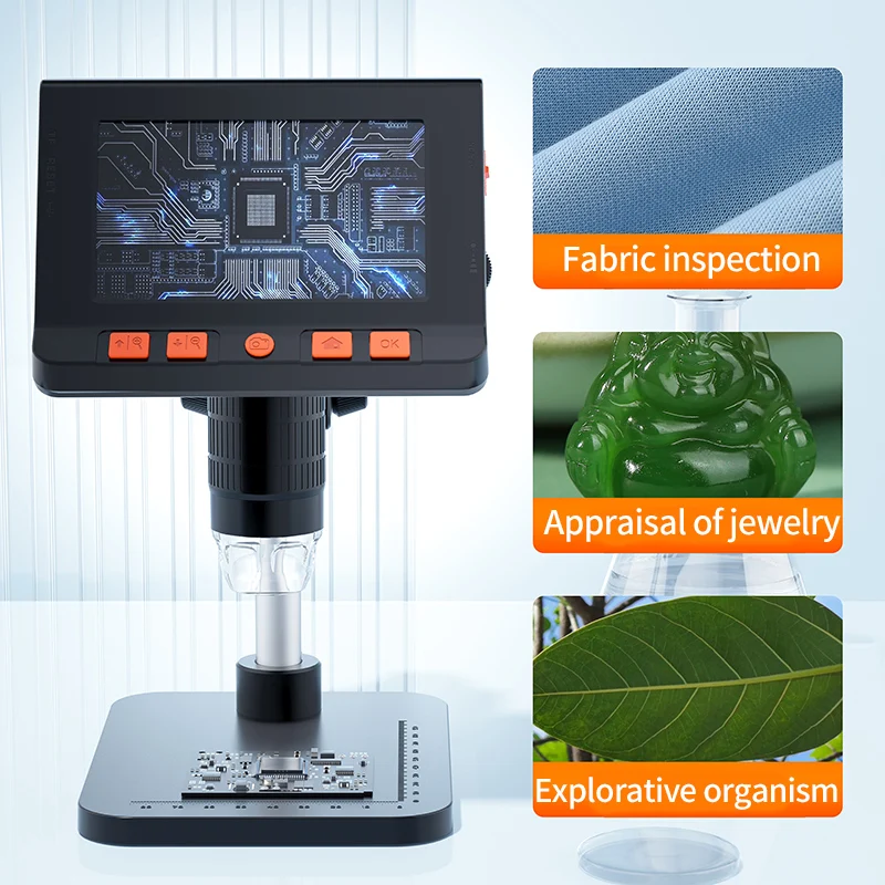 AOERWEI Digital Microscope 4.3-inch 1000X Zoom HD Electronic Microscopes Camera Magnifier for Soldering Phone Repair PCB Coin