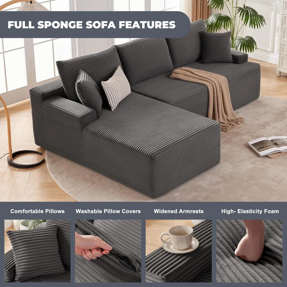 Cloud Sectional Couch, Boneless Sofa for Living Room, Modular Sectional Sofa with Deep Seat, Fluffy Comfy Couch image 5