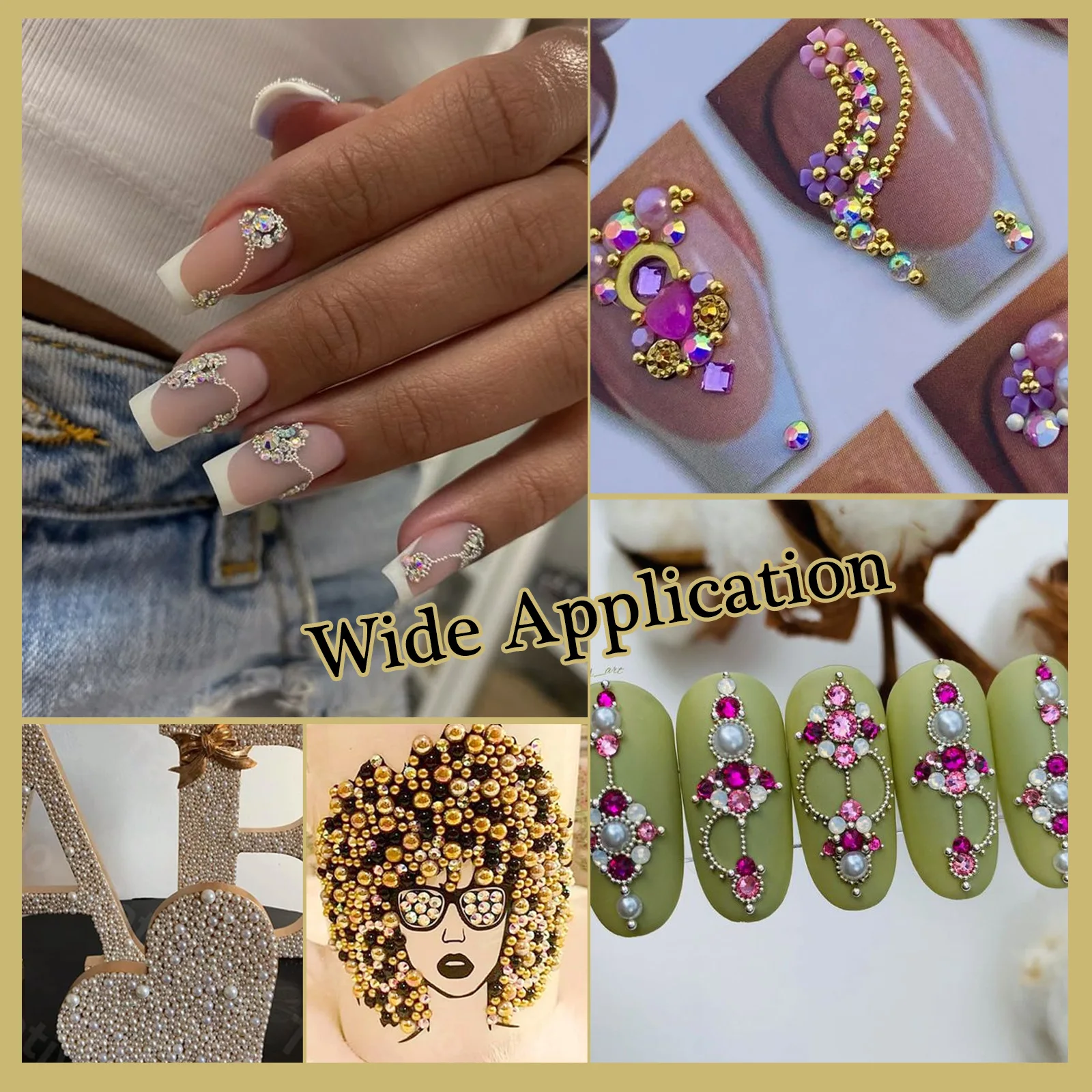 6Grids 3D Pixie Gold Silver Caviar Beads Nail Rivets 0.6-1mm Round Steel Ball Nail Rhinestones Charms Manicure Nail Decoration #