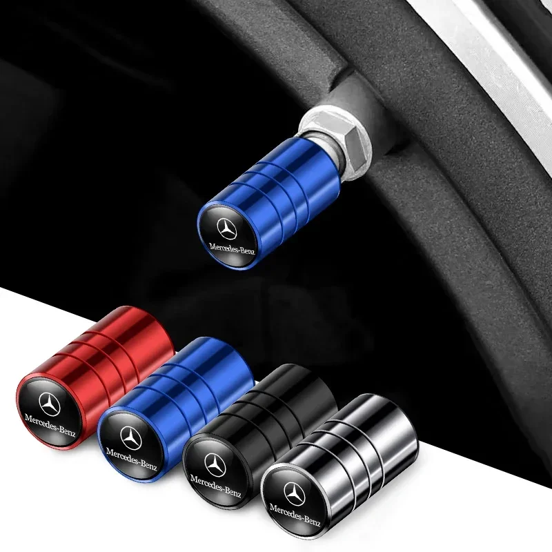 4pcs Metal Car Wheel Tire Valve Caps Stem Case Covers For Mercedes Benz B/C/E/S Class A Class C200L GLC GLK CLA Car Accessories