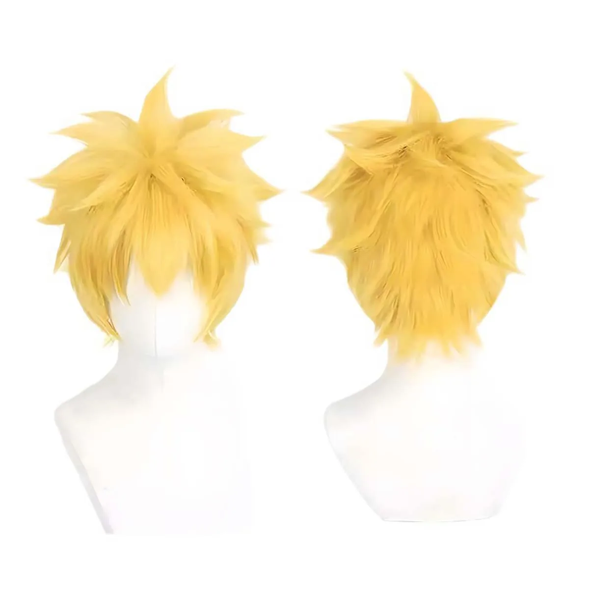 Men Anime Cosplay Uzumaki Yellow Short Fluffy Layered Hair Heat Resistant Synthetic Wig