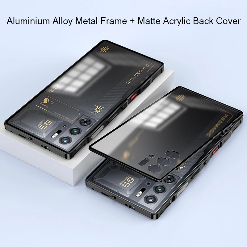 

Aluminium Alloy Metal Frame Bumper for Nubia RedMagic 9 Pro Plus Pro+ Case Matte Acrylic Back Cover Camera Lens Protector Case