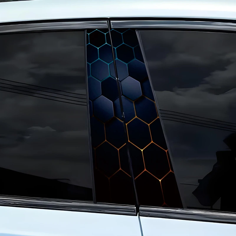 

2 шт. 3D сотовая автомобильная наклейка на автомобильную стойку B, водонепроницаемая наклейка для автомобиля, сделай сам, наклейка на дверную стойку автомобиля, покрытая с наклейкой на царапины