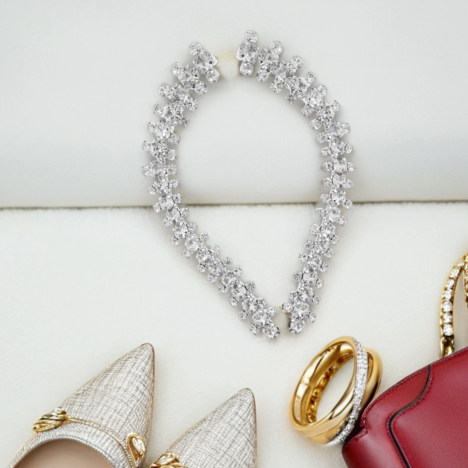 

2 Pcs Rhinestone Shoe Chain Rhinestones Shoes Accessory Anti-slip Summer Diy Accessories White for High Heels Miss