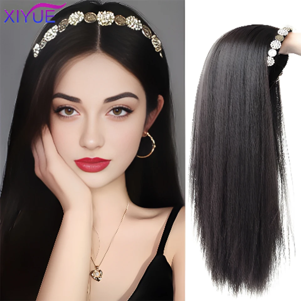 XIYUE Synthetic Wig Women\'s Head Cover Fold New Short hairstyle Hair Band Wig One Piece Fashion Half Head Cover Wig