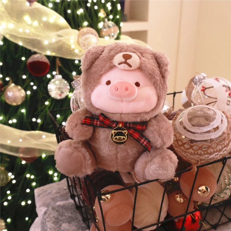 Lulu Pig Kerstserie Pluche 18cm Pop Dierenspeelgoed Winter Plushie Kerstboom Hangend Ornament Decoratie Vakantiecadeaus
