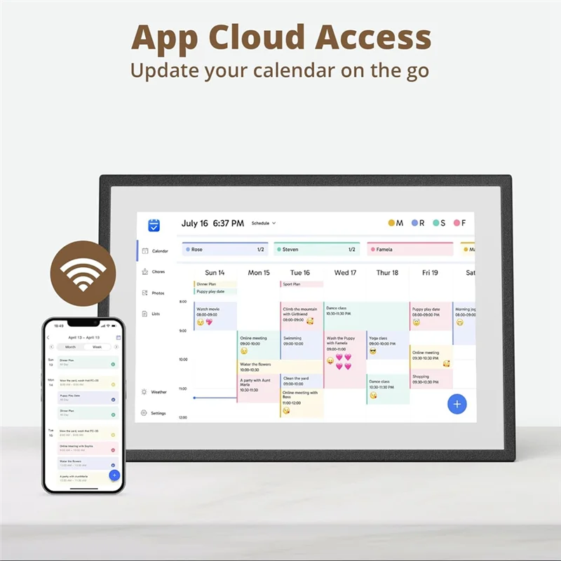 EF-Touchscreen Interactive 10.1 Inch Digital Calendar Chore Chart, Smart Family Planner, Hearth Display Desk Digital