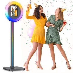 Portable Ipad Photo Booth Machine for iPad 10.2-11 Inch with Stand Photobooth App Control Selfie Photo Booth RGB Light for Party