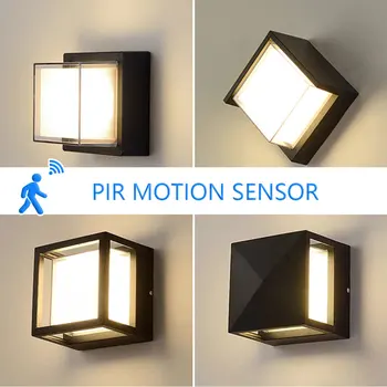 Lâmpada de parede led pir sensor movimento 6w 12 ac110v 220v ao ar livre à prova dip66 água ip66 moderno jardim iluminação interior sala estar decoração