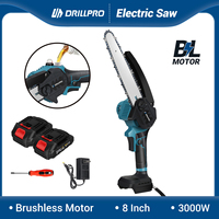 Drillpro 8 Inch Brushless Cordless Electric Chainsaw Rechargeable Woodworking Tools Orchard Branch Handheld For Makita 18V