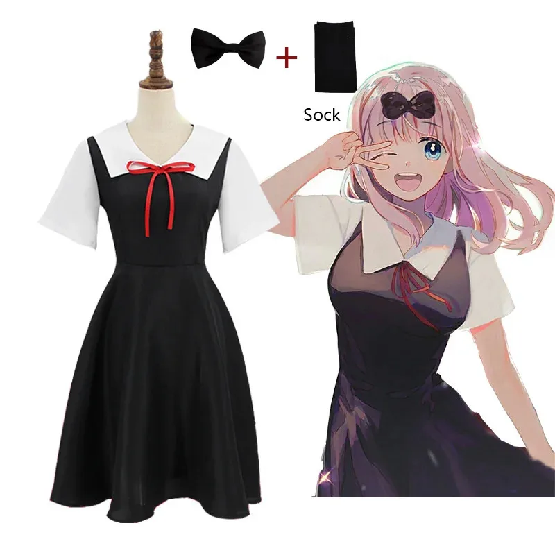 Anime kaguya-sama: amor é guerra shinomiya kaguya fujiwara chika cosplay traje vestido de halloween cosplay trajes adereços peruca