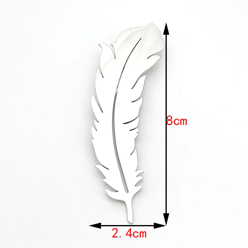 Classics Originality Stainless Steel Feather Brooches Golden Metal Smooth Surface Shine Pins Fashion Unisex Clothes Accessories