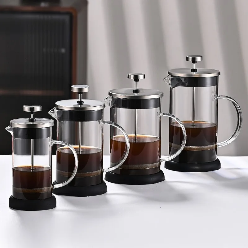 350-1000ml Stainless Steel Glass Coffee Maker French Press Coffee Pot Heat Resistant Borosilicate Glass Tea Pot Household Tools