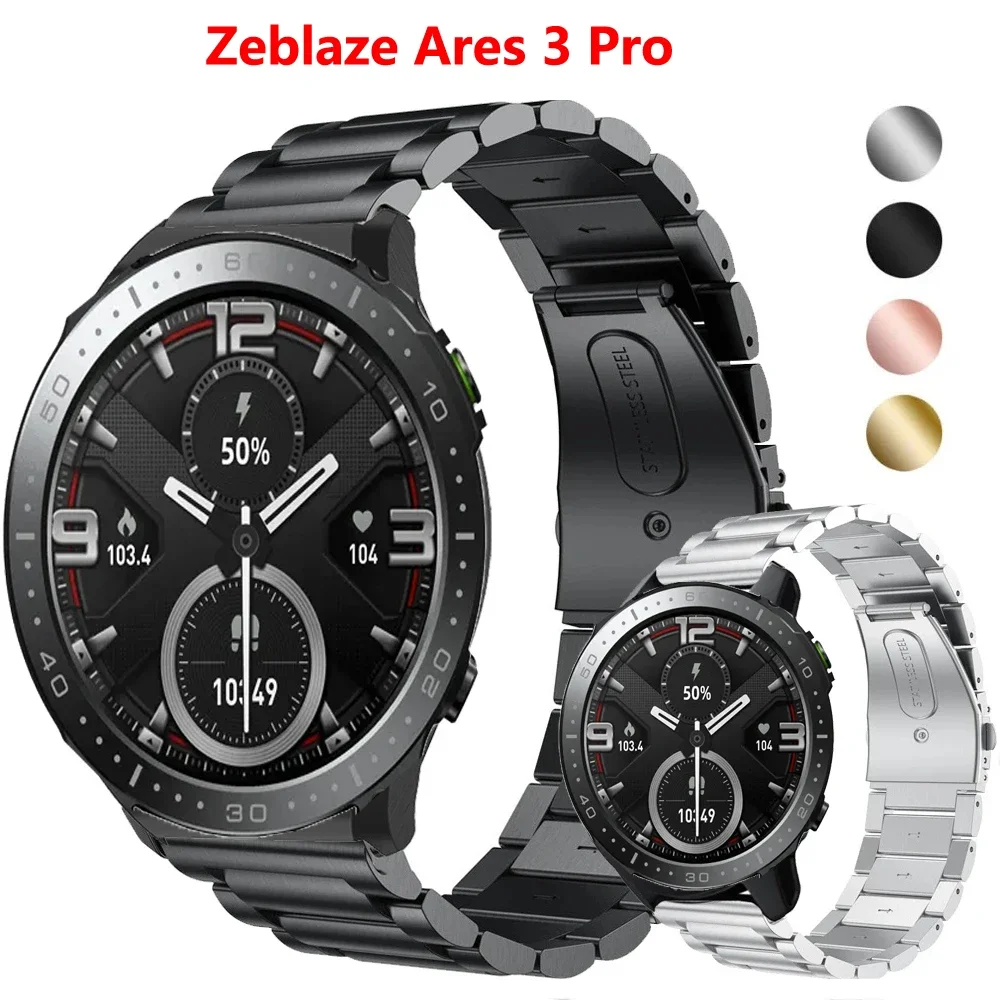 22mm Uhren armband für Zeblaze Ares 3 Pro Vibe 7 Pro Smartwatch Edelstahl band für Stratos 2 Metall Correa Armband