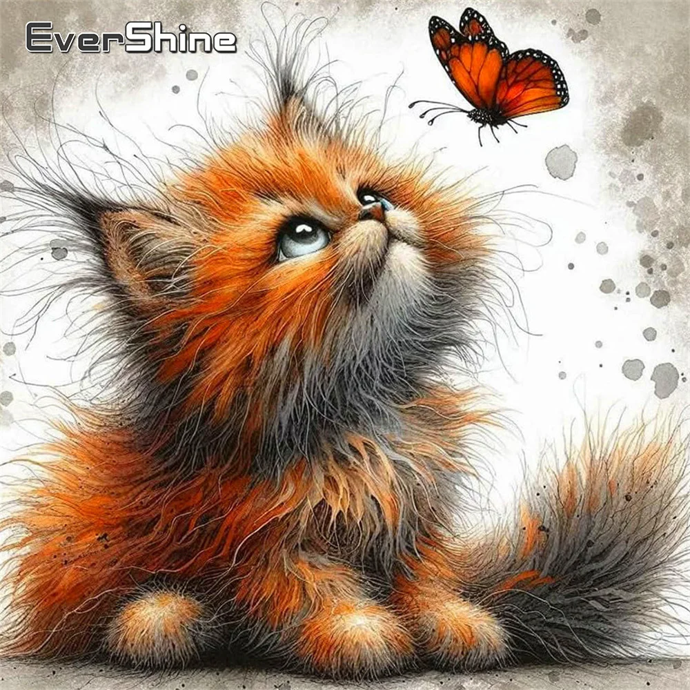 Evershine Diamant Malerei Katze Bild von Strass Diamant Stickerei Schmetterling 5D DIY Kits Mosaik Tier Handwerk
