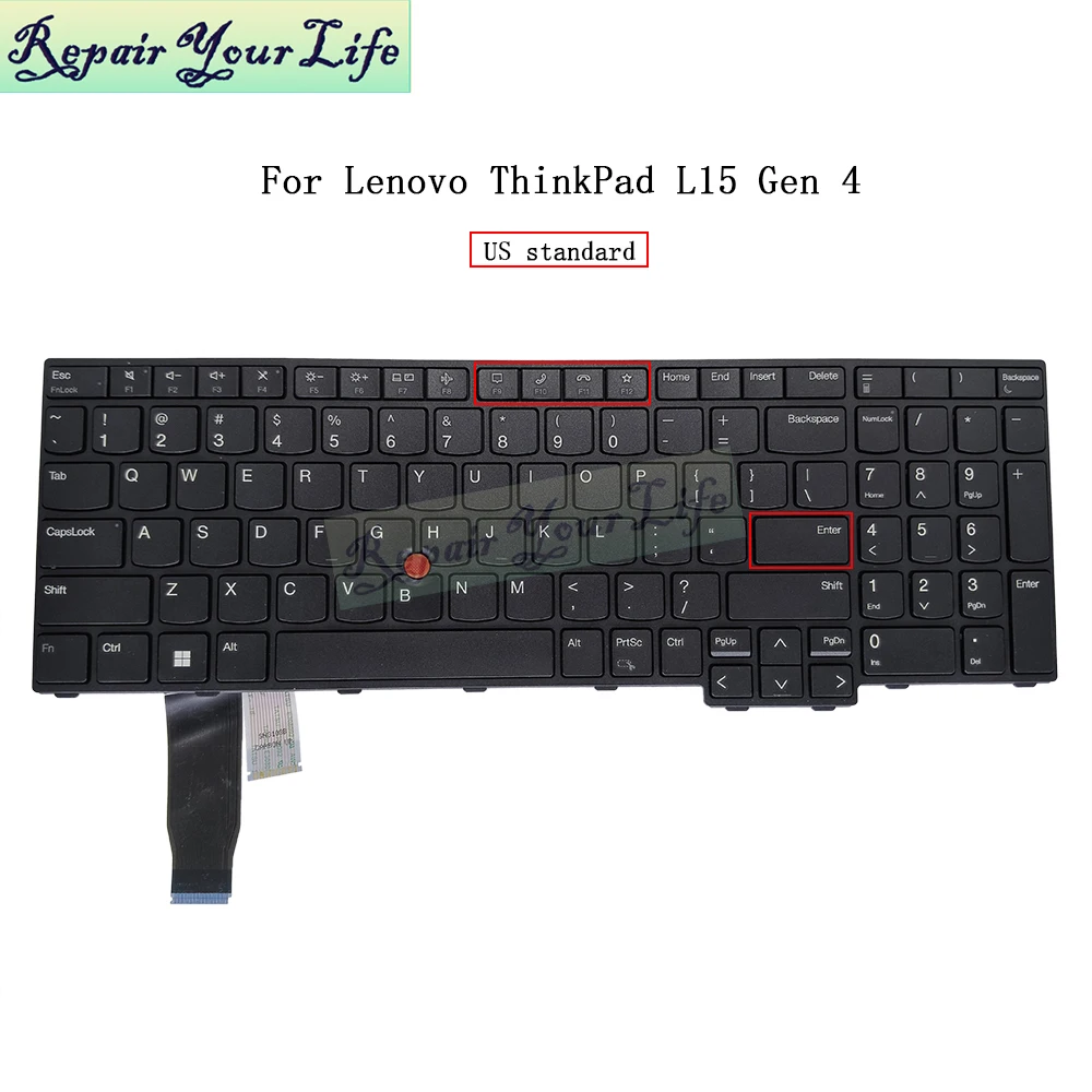 

US Keyboard for Lenovo ThinkPad L15 Gen 4 21H3 21H4 21H7 21H8, T16 Gen 2 21HH 21HJ USA English Keyboards 5N21K05041 SN21K04819