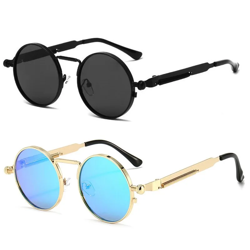 2021 Classic New Punk Sunglasses Women Anti-Reflective Mirror Round Metal Sun Glasses Vintage Men Driving Glasses UV400