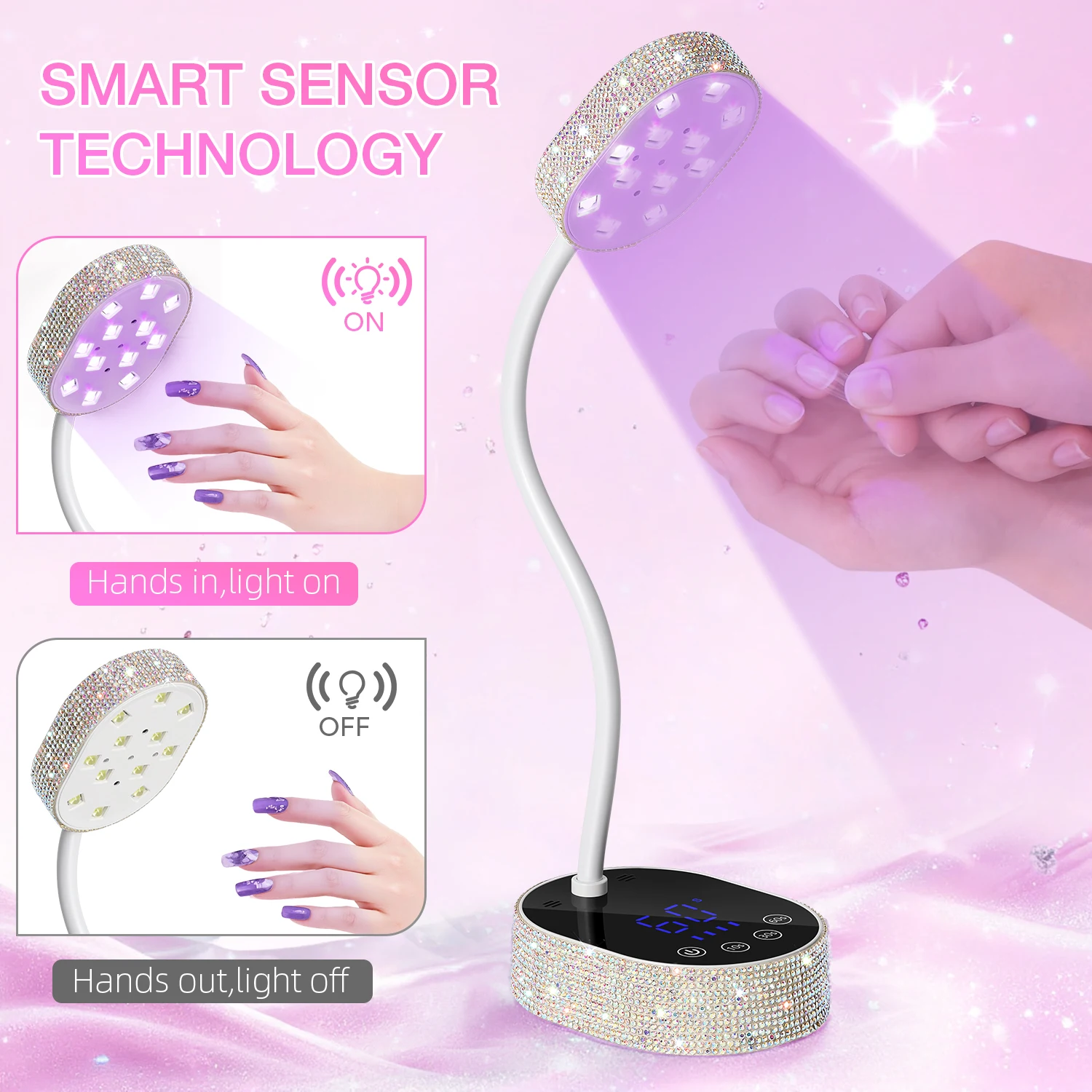 Oplaadbare UV Led-nagellamp Nageldroger met 3 timerinstellingen Nagels Professioneel UV-licht voor snel gel-nagellak Salongebruik
