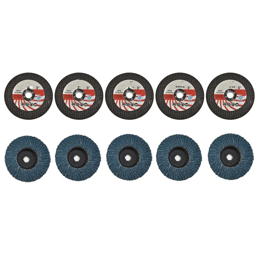 

Multipurpose 75mm Cutting Discs + Flat Flap Discs Suitable For Ceramic Tile Wood Stone Steel And More 10pcs Set