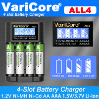 VariCore ALL4 LCD Smart Battery Charger for 1.2v Ni-MH Ni-Cd AA AAA 1.5v 3.7v Li-ion battery 14500 Charging Cells 4 slots