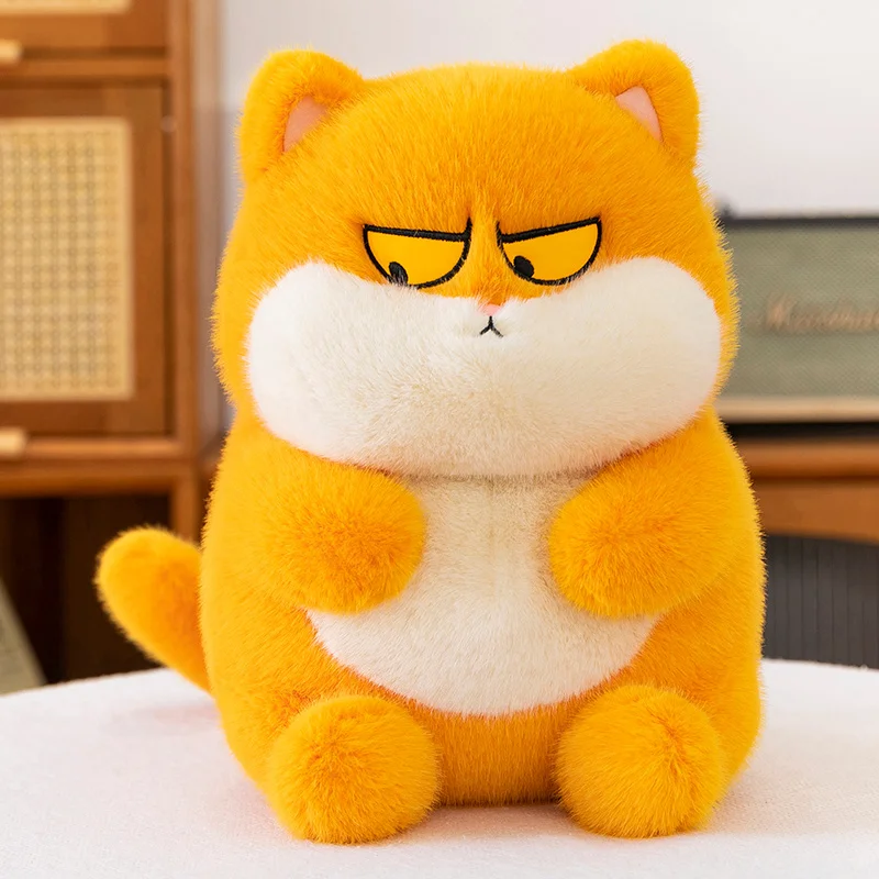 25cm Funny Expression Cat Plush Doll Cute Sitting Fat Orange Cat Toys Stuffed Soft Animal Pillow For Birthday Xmas Gifts