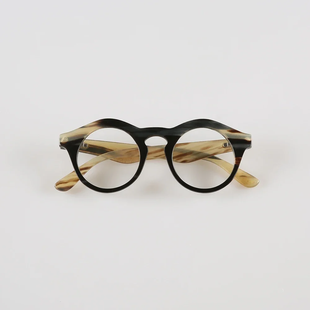 Eyeglass Frames Stripes Customized Unique Small Round Handmade Horn Eyewear Optical Myopia Reading Women's Man Glasses Frames