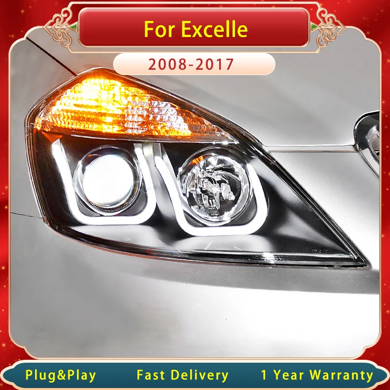 Car Head Light for Buick Excelle2008-2017 LED DRL Bi-Xenon Len Projector Double U  Turn  Head light  Assembly