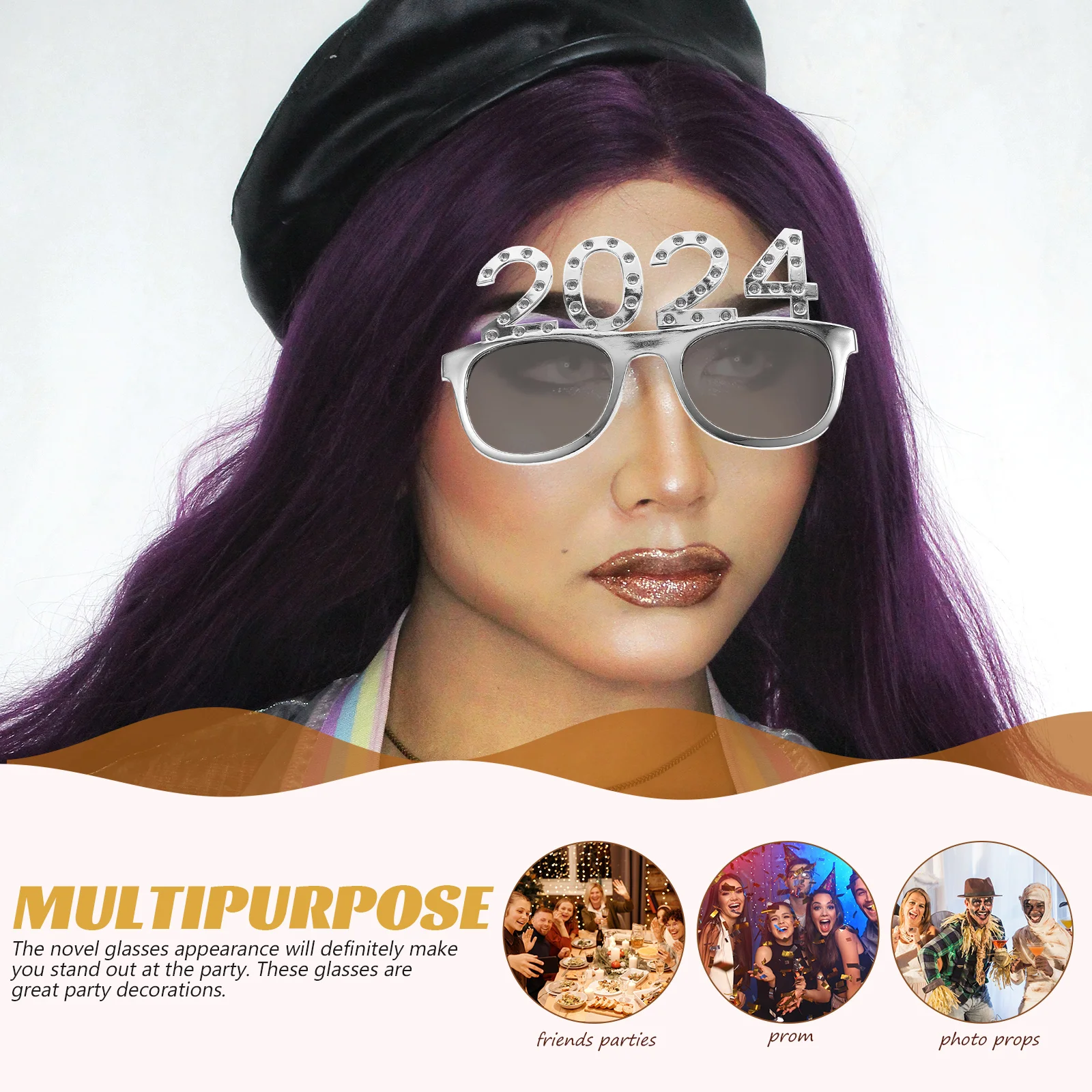 

Number Eyeglasses 2024 New Year Party Funny Glasses Lightweight Pc Material Photo Props Party Supplies Number Glasses