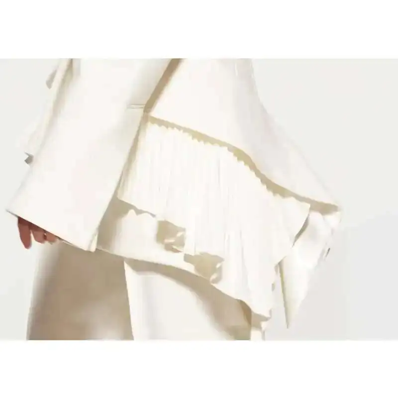 BJTZ High Endเสื้อHem PatchworkจีบBlazersสําหรับผู้หญิง 2025 ฤดูใบไม้ผลิฤดูใบไม้ร่วงใหม่Trend Designerหญิงเสื้อเสื้อผ้าHL185