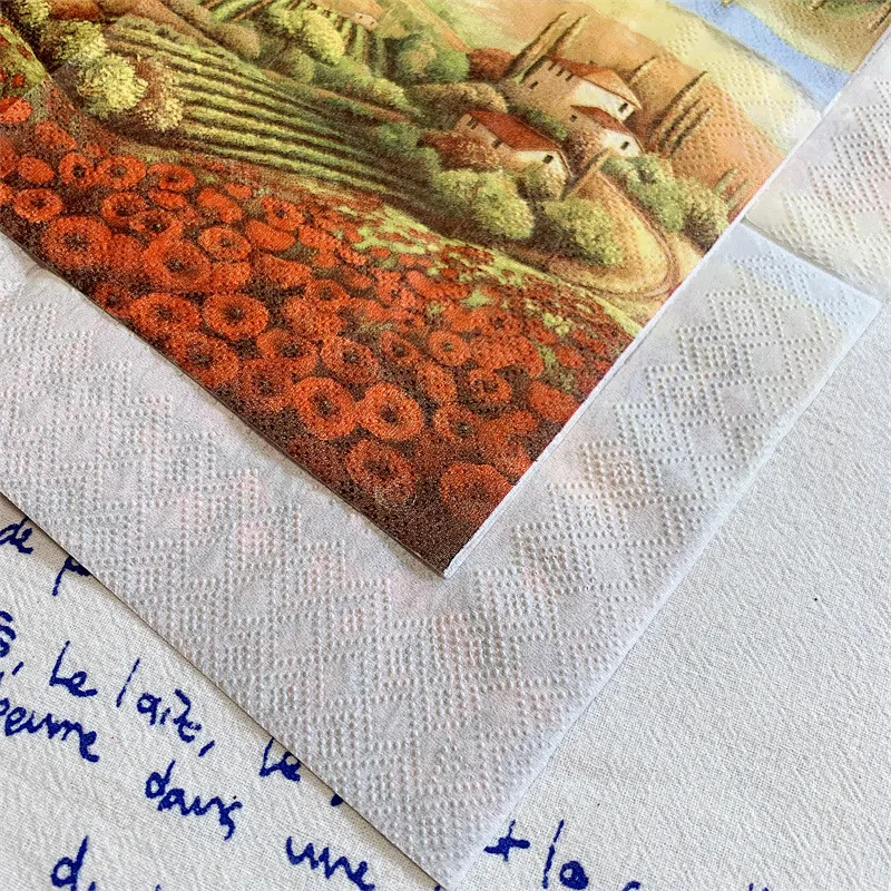 20Pcs/Bag Vintage Country Garden Decoupage Paper Napkins Flower Paper Tissues for Party Tableware Wedding Xmas Supplies 25x25cm