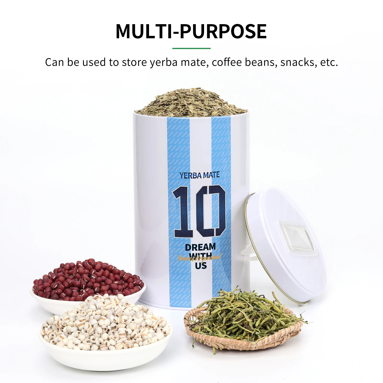 Cuopru Argentina Captain No.10 Yerbero, Yerba Mate Container with Spout - Pouring Lid Easy Filling Mate Yerbero