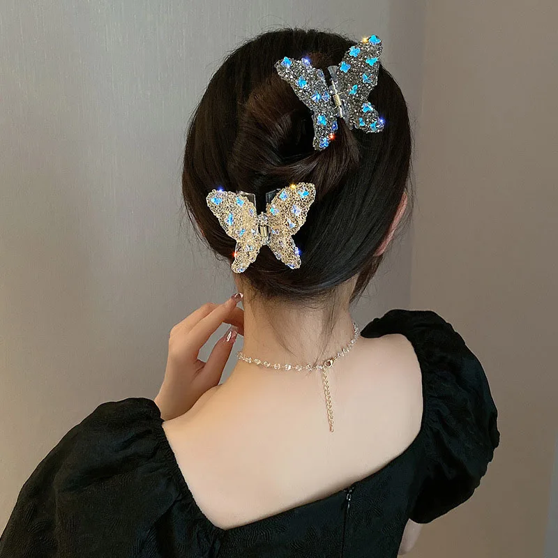 Sweet rhinestones Butterfly Hair Claw for Women Ponytail Claw Clip Simple Hair Clamps Chic Hair Clip ACCESSORI FOR GIRL tiara