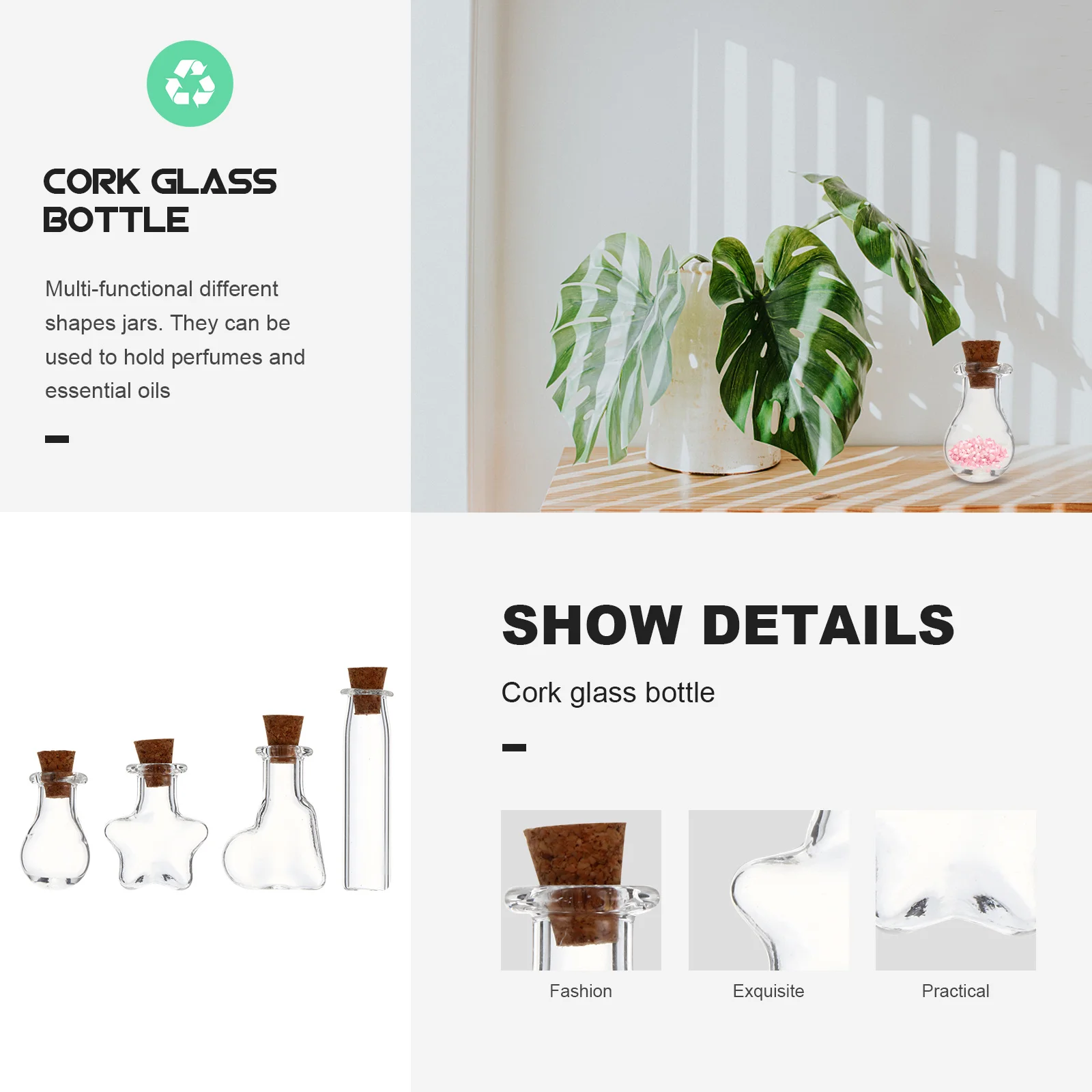 

50Pcs Clear Mini Glass Bottles Cork Stoppers for DIY Jewelry Wish Bottles Perfume Decoration Gift Set Mini Wish Bottle