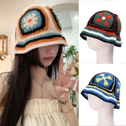 2023 NEW Women's Handmade Crochet Bucket Hats Y2k Fashion Summer Beach  Korean Hollow Knitted Hat