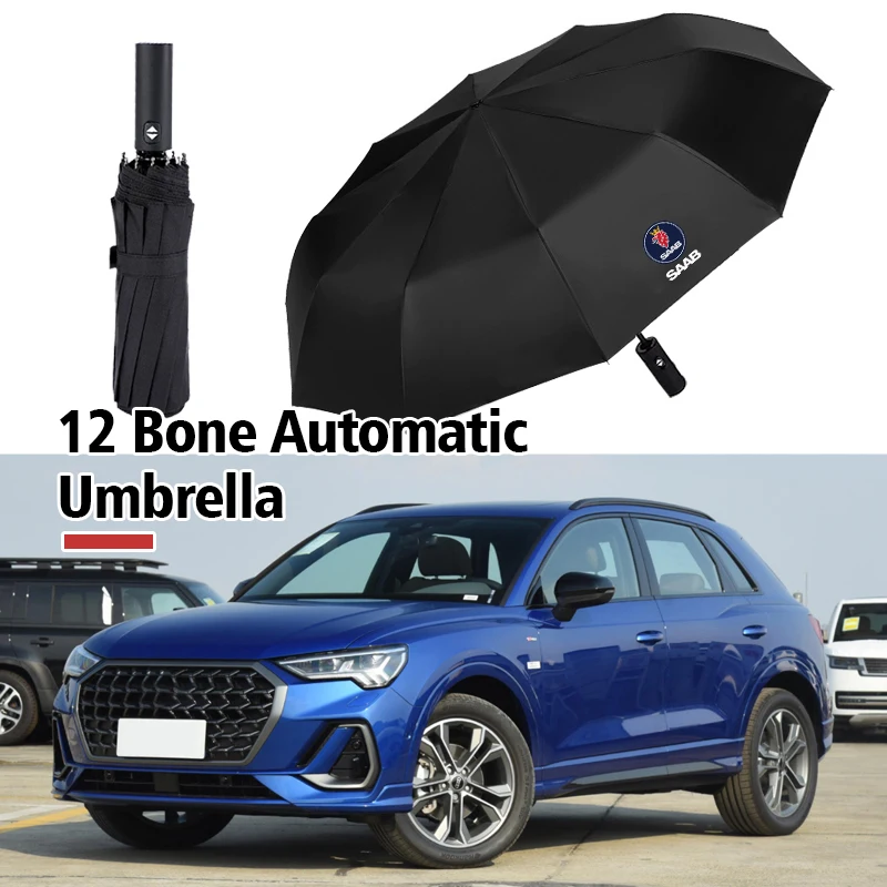 12 Bone Car Folding Umbrella Automatic Sunshade Accessories For SAAB 9-3 9-5 93 9000 900 9-7 600 99 9-X 97X Turbo X