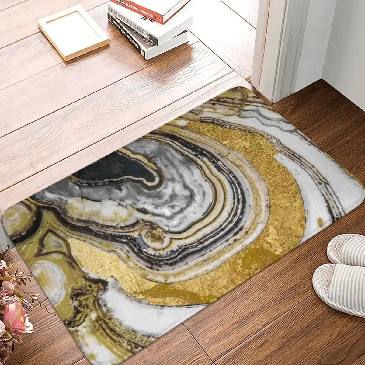 Stone Prose Geode Gold Doormat Polyester Floor Mat Antiwear Carpet Kitchen Entrance Home Rugs Mats Balcony Non-slip Footpad