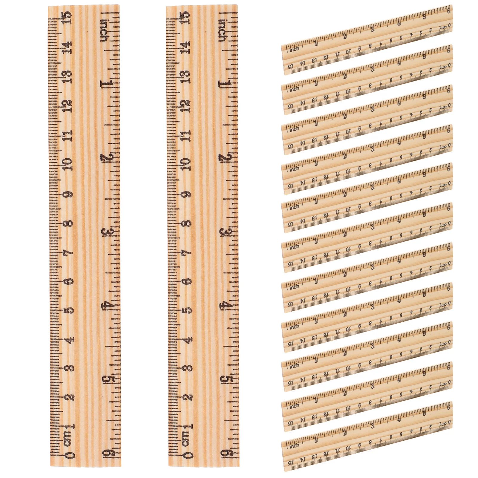 

30Pcs 6 Inch Wooden Ruler 15Cm Measuring Tool for School Office Home Study Double Scale Precision Math Instrument