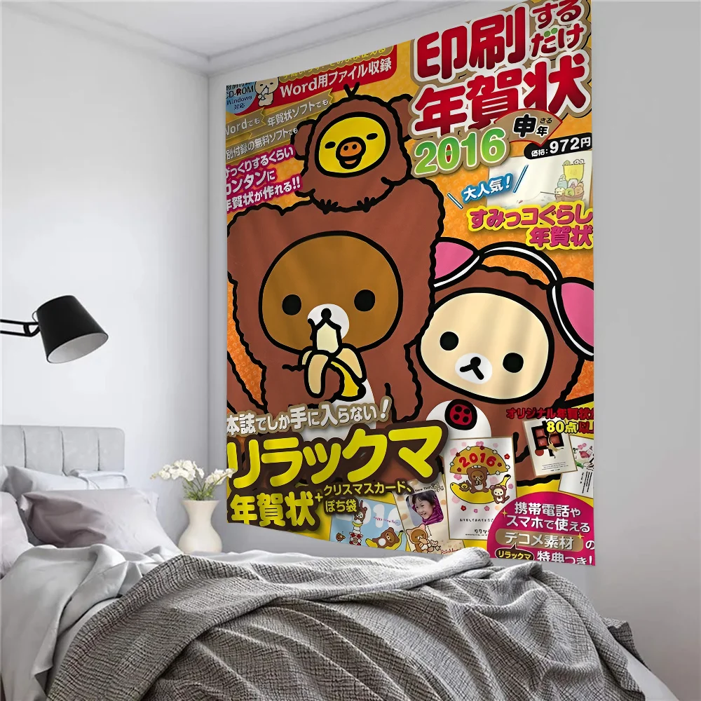 Japan Anime Cute Cartoon Rilakkuma Bohemian Tapestry Cheap Hippie Wall Hanging Bohemian Wall Tapestries Hanging Home Decor