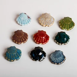 30#5pcs Handmade Ceramic Scallop Pendant 30mm Porcelain Jewelry Making Supplies for Necklaces