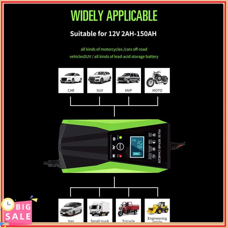 

Exclusive 12V 10A Full Automatic Battery-Chargers Digital LCD Display Car Battery Chargers Power Puls Repair Chargers EU Plug Pa