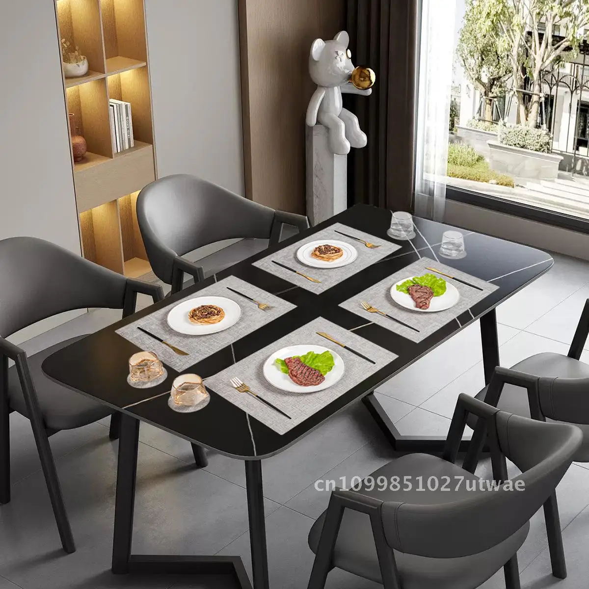 Nordic Square Cloth Pattern Placemat Custom Waterproof and Oil-proof Table Mat Heat Insulation Mat Leather Premium Sense Hotel