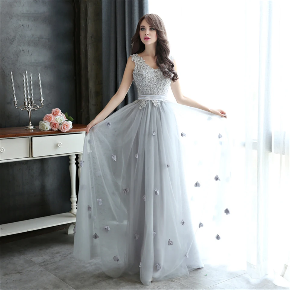 Customized Charming Tank Appliques Lace Tulle Vneck Sleeveless A-line Weeding Dresses Floor Length 2024 Prom Dresses Party Dress