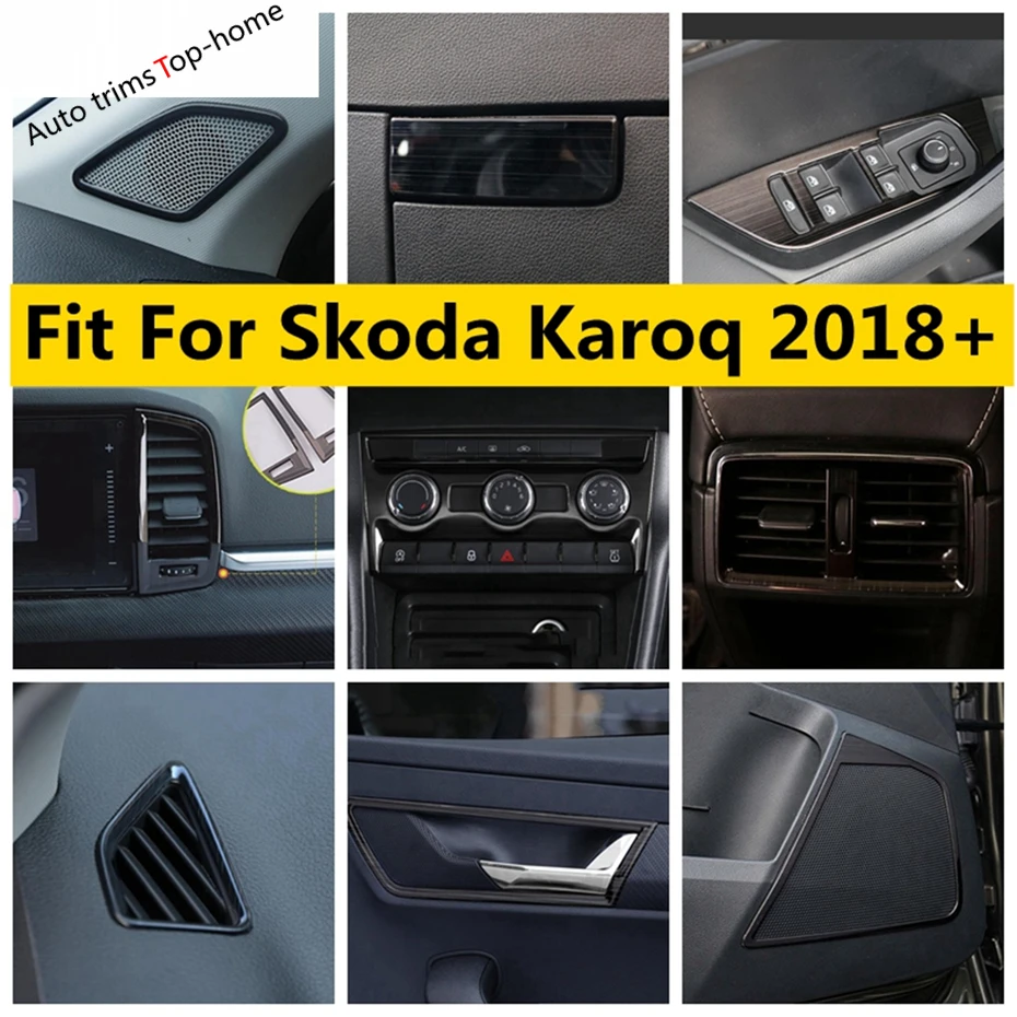 

Handle Bowl / Car Door Speaker / Window Lift Button / Shifter Gear Panel Stainless Steel Cover Trim For Skoda Karoq 2018 - 2022