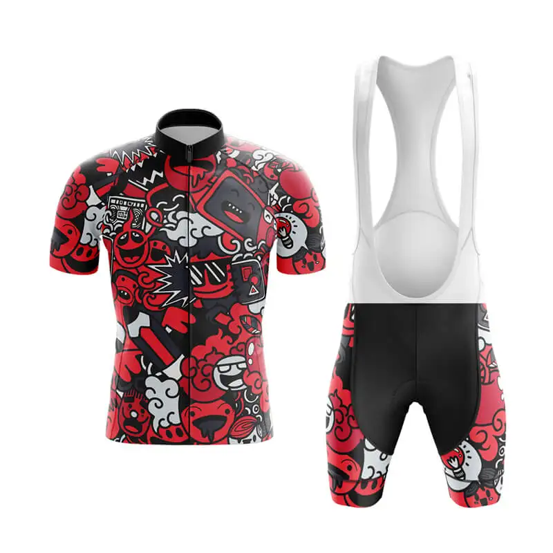 Graffiti Style Cycling Jersey Set Summer Cycling Jersey Bib Shorts Breathable Men Cycling Kit Customized Bike Clothing MTB
