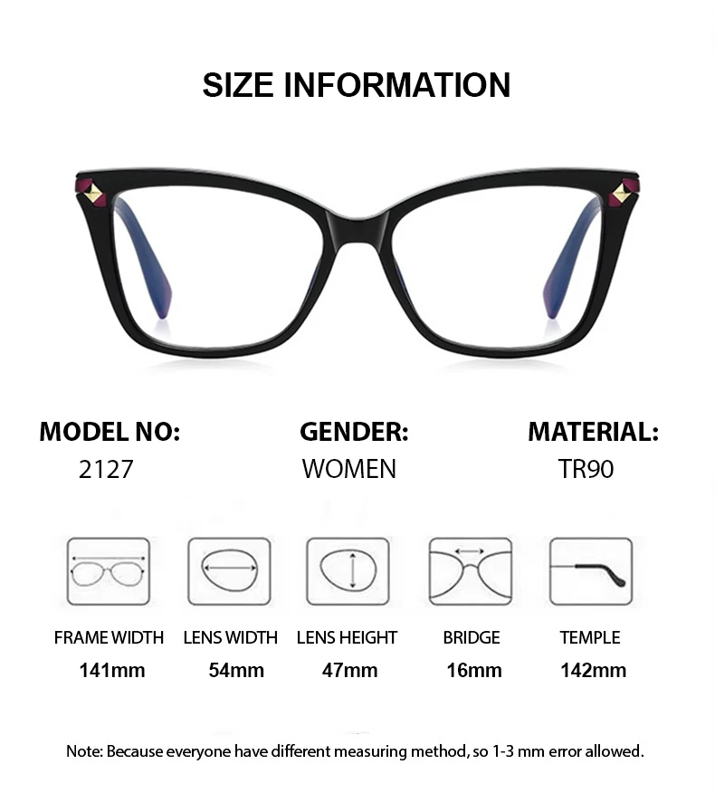 Women Prescription Lenses Optical Myopia Glasses Cat Eye Transparent Computer Working Progressive Eyewear Light Frame Teens