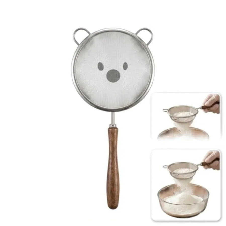 4 Inch Fine Mesh Strainer - Small Metal Sifter with Wooden Handle, 316 Stainless Steel Mesh Sieve for Matcha, Juice and Coffee