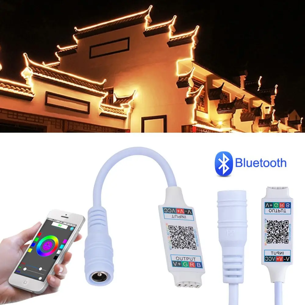 

Mini Female Plug to 4Pin Connector DC 5-24V Adaptor Bluetooth Music RGB Controller LED Light Strip